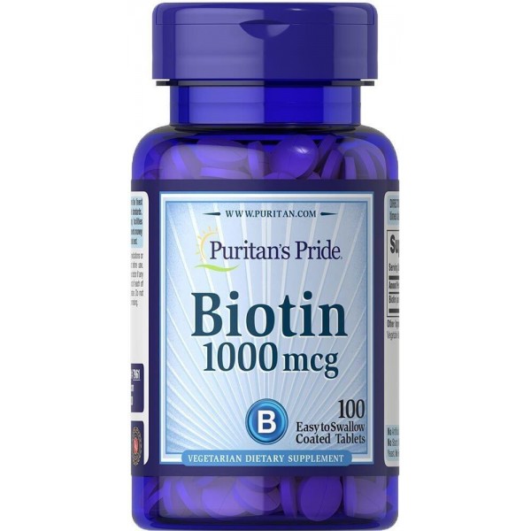 Біотин, Biotin, Puritan's Pride, 1000 мкг, 100 таблеток