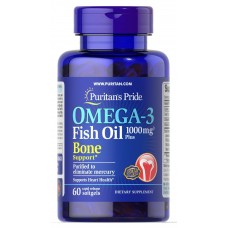 Омега-3, рыбий жир, Omega-3 Fish Oil, Puritan's Pride, для костей, 1000 мг, 60 капсул