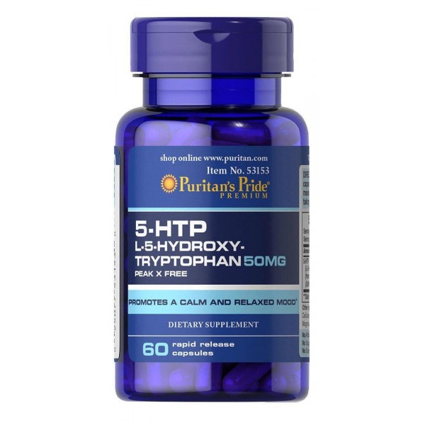 5-HTP (5-Гідроксітріптофан), Griffonia Simplicifolia, Puritan's Pride, 50 мг, 60 капсул