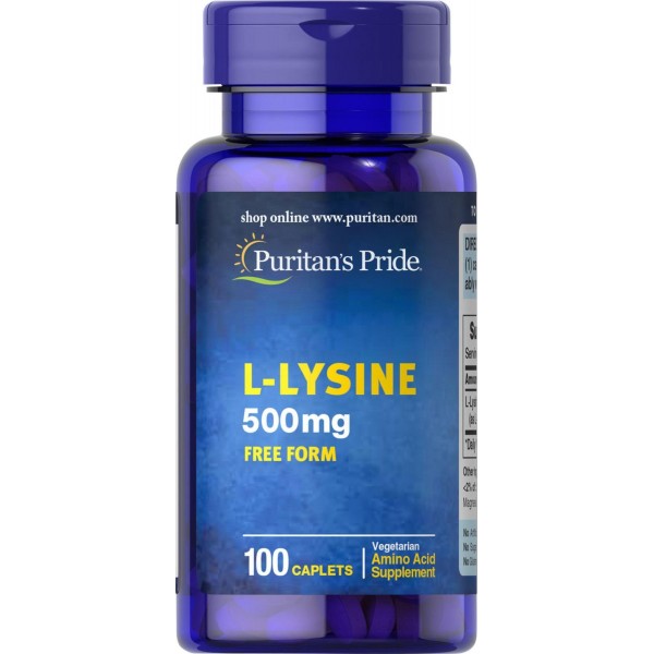 Лізин, L-Lysine, Puritan's Pride, 500 мг, 100 капсул