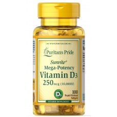 Вітамін Д3, Vitamin D3, Puritan's Pride, 10,000 МО, 100 капсул