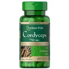 Кордицепс, Cordyceps Mushroom, Puritan's Pride, 750 мг, 60 капсул
