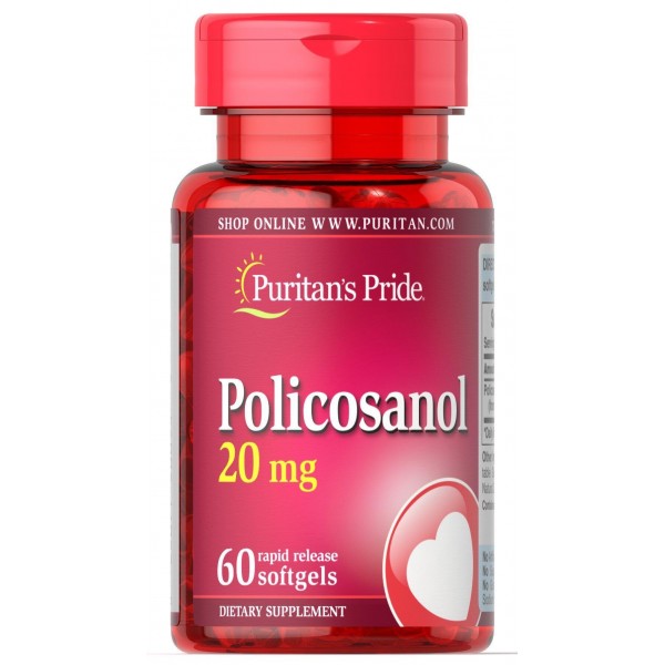 Поликозанол, Policosanol, Puritan's Pride, 20 мг, 60 капсул