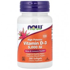 Вітамін D-3, Vitamin D-3, Now Foods, високоефективний, 125 мкг (5000 МО), 240 гелевих капсул