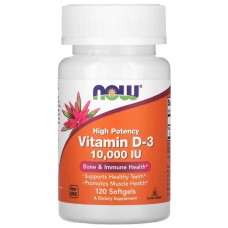 Вітамін D-3, Vitamin D-3, NOW Foods, високоефективний, 10000 МО, 120 гелевих капсул