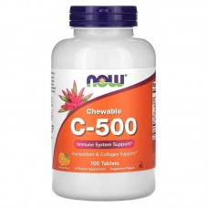 Вітамін С жувальний, Chewable C-500, Now Foods, смак апельсина, 100 жувальних таблеток