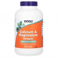 Кальцій та магній, Calcium & Magnesium, Now Foods, з вітаміном D-3 та цинком, 240 гелевих капсул