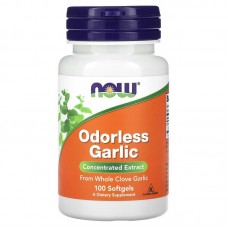 Чеснок, Odorless Garlic, Now Foods, без запаха, концентрированный экстракт, 100 мягких капсул (25 мг в одной мягкой капсуле)