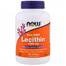 Лецитин, Lecithin, Now Foods, 1200 мг, 100 гелевых капсул