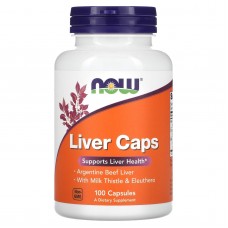 Поддержка печени, Liver Caps, NOW Foods, с порошком говяжьей печени, 100 капсул
