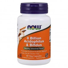 Пробіотик, Acidophilus & Bifidus, Now Foods, 8 млрд КУО, 60 вегетаріанських капсул