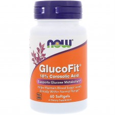 Контроль цукру, GlucoFit, Now Foods, коросолова кислота, 60 гелевих капсул