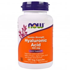 Гиалуроновая кислота, Hyaluronic Acid, Now Foods, двойная сила, 100 мг, 120 вегетарианских капсул