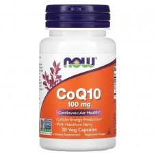 Коензим Q10, Coenzyme Q10, Now Foods, з ягодами глоду, 100 мг, 30 вегетаріанських капсул