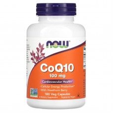 Коензим Q10 (CoQ10), Now Foods, з ягодами глоду, 100 мг, 180 вегетаріанських капсул