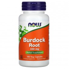 Корень лопуха, Burdock Root, NOW Foods, 430 мг, 100 веганских капсул