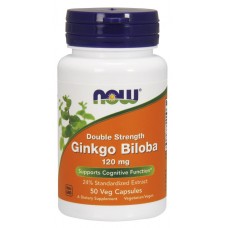 Гінкго білоба, Ginkgo Biloba, Now Foods, подвійна сила, 120 мг, 50 вегетаріанських капсул