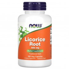 Корень солодки, Licorice Root, Now Foods, 450 мг, 100 вегетарианских капсул