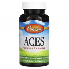 Антиоксидантная защита, ACES, Carlson,  витамины A, C, E + селен, 50 гелевых капсул