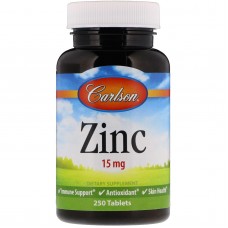 Цинк, Zinc, Carlson, 15 мг, 250 таблеток