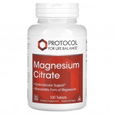 Магній цитрат, Magnesium Citrate, Protocol for Life Balance, 100 веганських таблеток
