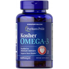 Омега-3 кошерный, Kosher Omega-3 with EPA & DHA, Puritan's Pride, 742 мг, с ЭПК и ДГК, 60 гелевых капсул