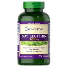 Лецитин із сої, Soy Lecithin, Puritan's Pride, 1200 мг, 250 гелевих капсул