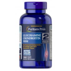 Глюкозамин, хондроитин и МСМ, Glucosamine, Chondroitin, MSM, Puritan's Pride, ежедневная формула, 180 каплет
