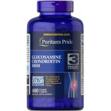Глюкозамин хондроитин и МСМ, Glucosamine, Chondroitin & MSM-3 Per Day Formula, Puritan's Pride, 480 каплет