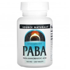 ПАБК (пара-амінобензойна кислота), PABA, Source Naturals, 100 мг, 250 таблеток