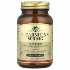 Карнітин (L-Carnitine), Solgar, вільна форма, 500 мг, 60 таблеток