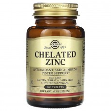 Хелат цинку, Chelated Zinc, Solgar, 100 таблеток