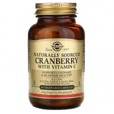 Клюква + витамин С, Cranberry Vitamin C, Solgar, натуральная, 60 растительных капсул
