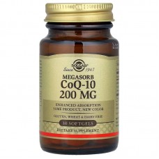 Коэнзим Q10, Megasorb CoQ-10, Solgar, 200 мг, 30 гелевых капсул