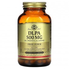 DL-Фенілаланін, DLPA, Solgar, вільна форма, 500 мг, 100 вегетаріанських капсул