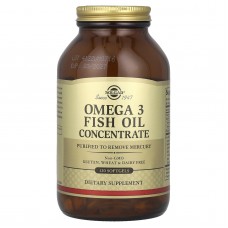 Омега-3, Omega-3 Fish Oil, Solgar, концентрат рыбьего жира, 120 гелевых капсул