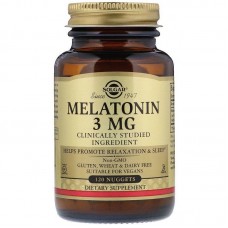 Мелатонин, Melatonin, Solgar, 3 мг, 120  таблеток для разжевывания