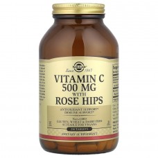 Витамин С с шиповником,  Vitamin C With Rose Hips, Solgar, 500 мг, 250 таблеток