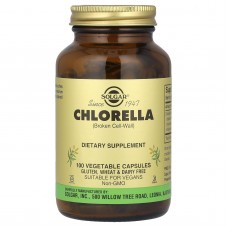 Хлорелла, Chlorella, Solgar, сломанные клеточные стенки, 100 вегетарианских капсул (520 мг в капсуле)