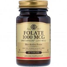 Фолат, метилфолат, Folate, Solgar, 1000 мкг, 60 таблеток
