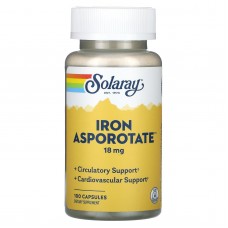 Железо, Iron Asporotate, Solaray, 18 мг, 100 капсул