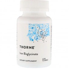 Железо, Iron Bisglycinate, Thorne, 60 капсул