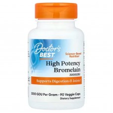 Бромелайн, High Potency Bromelain, Doctor's Best, високоефективний, 500 мг, 90 веганських капсул