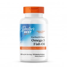 Рыбий жир омега-3, Omega 3 Fish Oil, Doctor's Best, очищенный и прозрачный, 2000 мг, 120 гелевых капсул с морской солью (1000 мг на капсулу)
