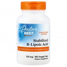 R-ліпоєва кислота, Stabilized R-Lipoic Acid, Doctor's Best, 100 мг, 180 веганських капсул