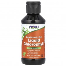 Хлорофилл жидкий, Liquid Chlorophyll, NOW Foods, экстра-сила, вкус мяты, 118 мл