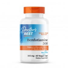 Бенфотіамін, Benfotiamine 300 with BenfoPure, Doctor's Best, з BenfoPure, 300 мг, 60 веганських капсул