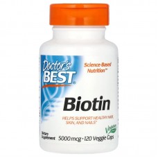 Биотин, Biotin, Doctor's Best, 5000 мкг, 120 веганских капсул