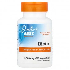 Биотин, Biotin, Doctor's Best, 10000 мкг, 120 веганских капсул