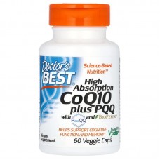 Коэнзим CoQ10 плюс PQQ, High Absorption CoQ10, Doctor's Best, 60 вегетарианских капсул